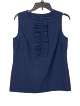 Banana Republic Pleated Ruffle Suiting Shell Tank Top Wool Blend 6 Women Blue - £15.81 GBP