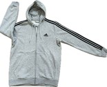 ADIDAS MEN&#39;S GRAY ESSENTIALS FLEECE 3-STRIPES FULL ZIP HOODIE, HB0041 - £39.61 GBP