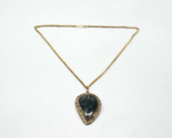 Leaf Pendant Filigree Silver Pendant Necklace Green Translucent Stone 19... - $24.00