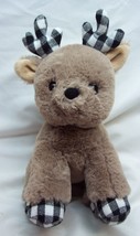 Aurora Soft Baby Reindeer W/ Black &amp; White Plaid Hooves 9&quot; Plush Stuffed Animal - £14.73 GBP
