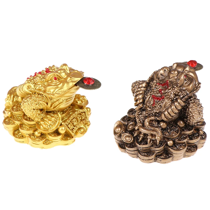 Feng Shui Toad Money LUCKY Fortune Wealth Chinese Golden Frog Toad Coin Tabletop - £9.59 GBP