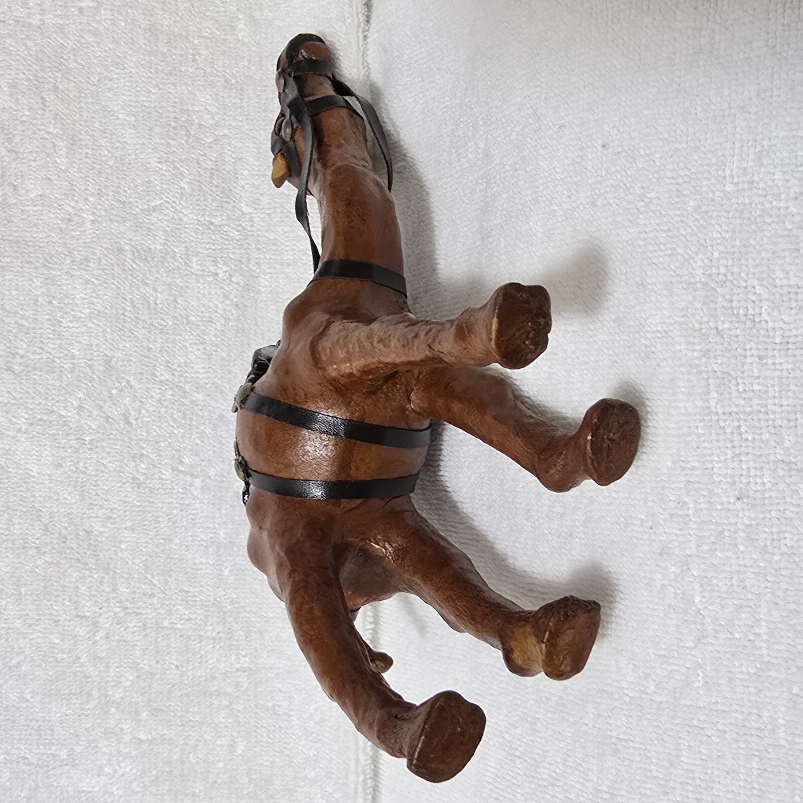 Vintage 7" Collectible Wooden Leather Wrapped Camel Figure w/ Glass Eyes Figure Item image 11