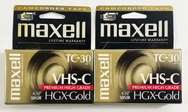 LOT SET 2 Vintage Maxell TC-30 HGX-Gold VHS-C Camcorder Tapes High Grade - £8.38 GBP