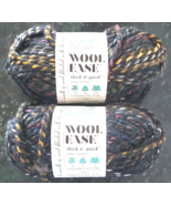 Lion Brand Yarn BEDROCK Wool Ease 2 Skeins Thick &amp; Quick Black Stripe 87... - £9.29 GBP