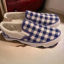 Mudd Blue White Checkered Gingham Poppy 197L Slip on Sneakers NEW ladies 8.5 - £19.38 GBP