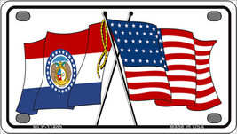 Missouri Crossed US Flag Novelty Mini Metal License Plate Tag - £11.95 GBP