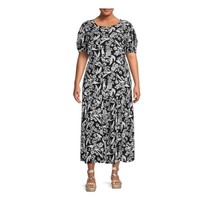 Terra and Sky Black White Floral Tiered Maxi Dress, Womens 2X NWT - £19.65 GBP