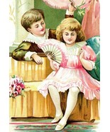 1910 Embossed Christmas Postcard Victorian Boy And Girl - $29.88 CAD