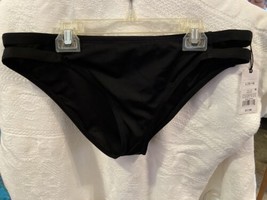 Shade &amp; Shore Womens Strappy Side Cheeky Bikini Bottom Black Large swimwear - $12.86