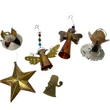 Lot of 6 Christmas Angel Ornaments Metal, Ceramic, Cotton - £7.76 GBP