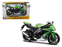 2010 Kawasaki Ninja ZX-10R Green 1/12 Diecast Motorcycle Model by Maisto - $1,149.35 MXN