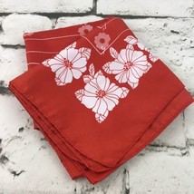 Vintage Womens Fashion Scarf Red White Hawaiian Floral 27” Square  - $14.84