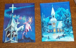 Vtg 3D Lenticular Post Card Santa Claus Christmas Church Reindeer Sweden Stamp - £17.52 GBP
