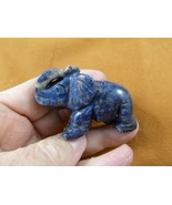 (Y-ELE-754) little Blue gray ELEPHAS gemstone figurine love pachyderm zo... - $32.01 CAD