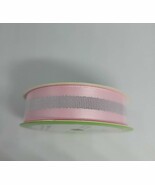 Floral Garden Grosgrain Ribbon with Metallic Stripe Pink . 5/8&quot;x9&#39;. 3 ya... - $8.86