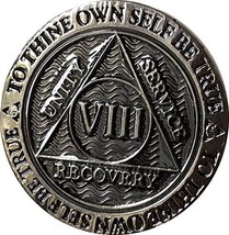 8 Year AA Medallion Gunmetal Reflex Design Serenity Prayer Chip VIII Gun... - £11.86 GBP