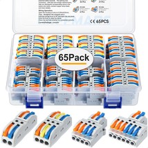 Gkeemars 65 Pcs Compact Splicing Wire Connectors Assortment Pack Lever, 12 - £30.25 GBP