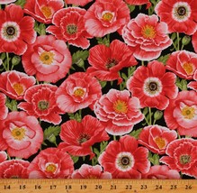 Cotton Poppies Pink Poppy Flowers Floral Cotton Fabric Print by the Yard D754.13 - £9.40 GBP