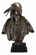 Large Tribal Indian Princess With Eagle Feather Headdress Statue 21 Inch... - $269.99
