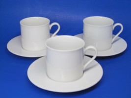 Dansk Tapestries Winter White Jack Lenor Larsen Flat Cup and Saucers 3 Sets READ - £17.38 GBP