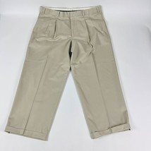 L.L. Bean Tapered Men&#39;s Khaki Chino Pants Size 40 (38 x 27) Beige Pleated Cuffed - $37.99