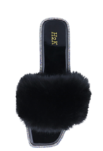 H2K ELEGANCE Black Comfort Slides Sandals Open Toe Glitter Bling Ultra C... - $14.00