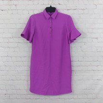 Banana Republic Dress Womens XXS Petite Purple Ruffle Sleeve Collared Mini - £17.26 GBP