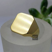 14k Gold Signet Ring, Octagon Signet Band Handmade Jewelry, Birthday Gift - £55.95 GBP