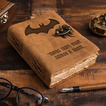 Leather Cover Handmade Deckle Edge Paper Vintage Engraved Diary with Metal Lock  - £39.09 GBP