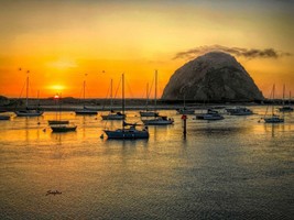 Morro Bay At Sunset by Barbara Snyder California Seascape Boats Art Canvas 20x30 - £197.04 GBP