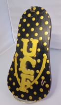 Wooden Key Rack UCF Letters Flip Flop Design Black and Gold Colors- 3 Key Hooks - £12.32 GBP