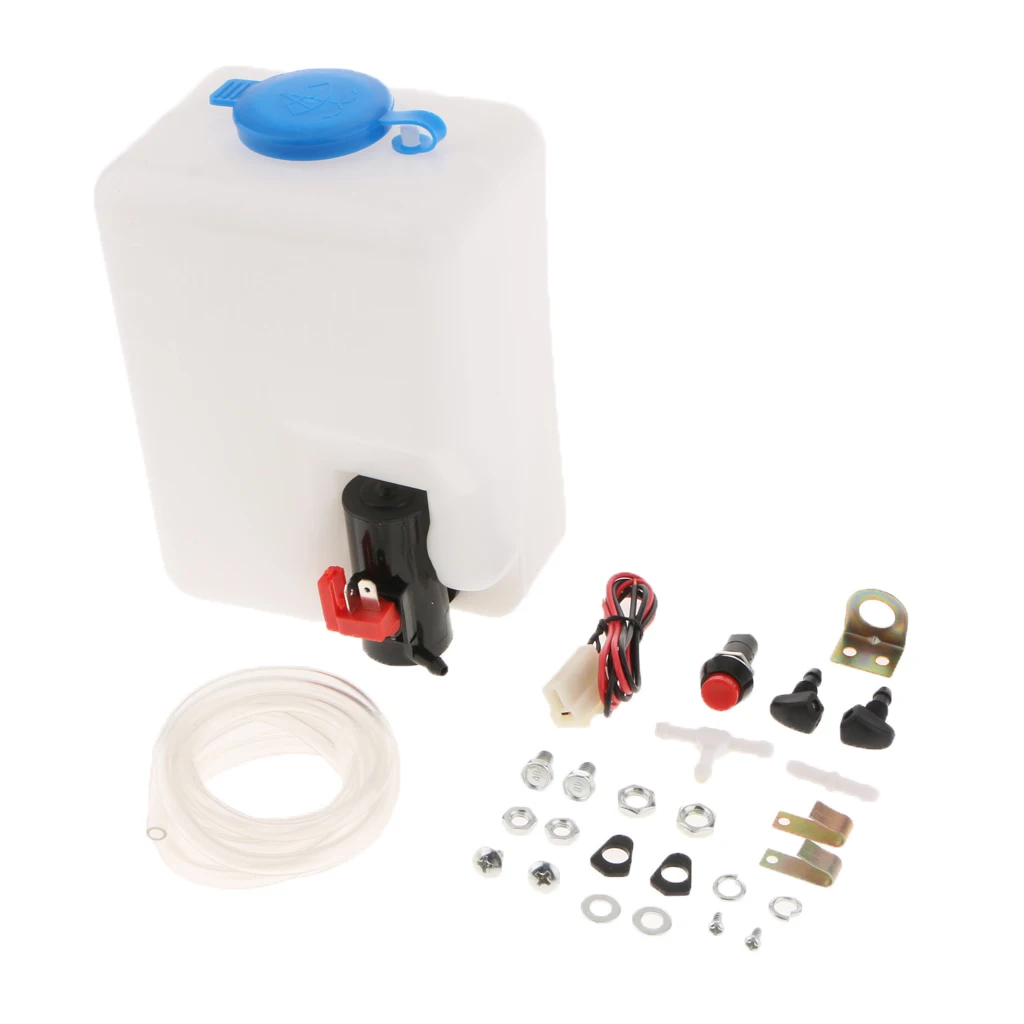Universal Windshield Wiper System Reservoir Washer Tank Pump Bottle Kit for Ca - £25.43 GBP