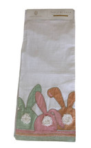 Bunnies w/ Pom Pom Tails Easter Table Runner Velvet Appliqued 16x80&quot; Silhouette - £19.40 GBP