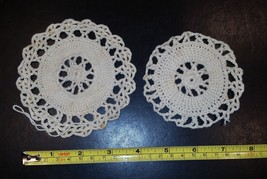 2 Vintage Handmade Crochet Matching Rounds Doilies or Mats - $9.99