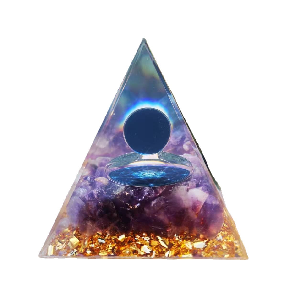Natural Orgonite Pyramid Reiki Amethyst Energy Healing Chakra Meditation... - $11.99