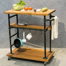 Metal Rolling Kitchen Islands And Carts, A Three-Tier Butcher Block Island Food - $246.96