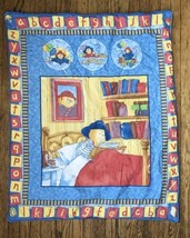 Handmade Paddington Bear Alphabet Border Baby Quilt Teddy Writing In Book - £31.58 GBP
