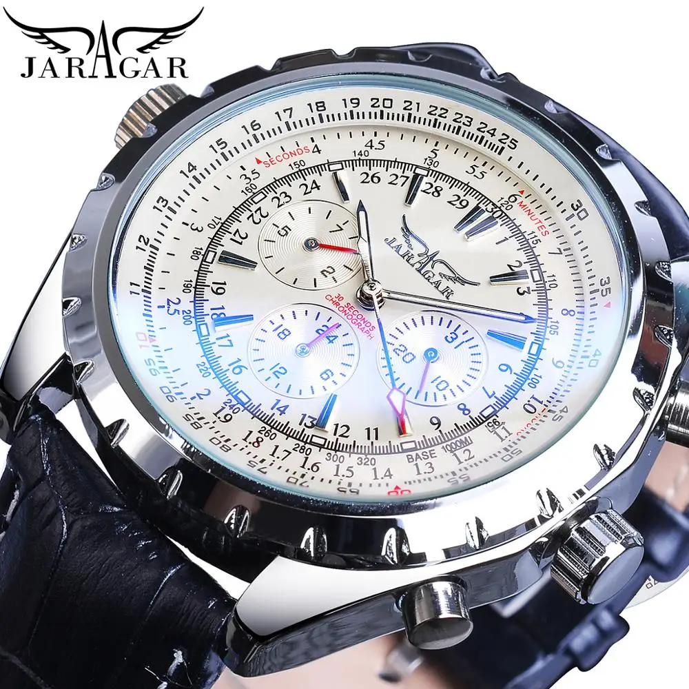 Jaragar 2020 Blue Gl Aviator Series  True Men  Automatic Wrist Watch   Mechanica - £110.73 GBP
