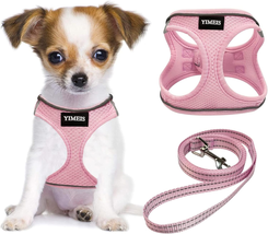 Dog Harness and Leash Set, No Pull Soft Mesh Pet Harness, (Pink, X-Small... - $13.47