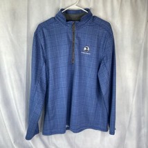 Vineyard Vines Jim Nantz Mens Large Blue 1/4 Zip Golf Pullover Plaid Per... - $39.88