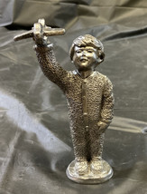 Michael Ricker Pewter Boy With Airplane - £8.17 GBP