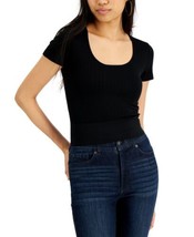 MSRP $20 Derek Heart Juniors&#39; Seamless Ribbed Top Black Size Medium - £7.64 GBP