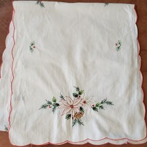 Vintage 1978 Holiday Christmas Embroidery Table Runner 70x16 Inch - $16.83