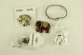 Modern Costume Jewelry Mixed Lot Elephant Brooch Pins &amp; Bangle Bracelet - £12.44 GBP