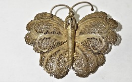 Vintage Butterfly 800 SILVER Victorian Filigree Brooch  - $35.42