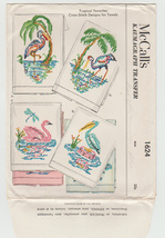 Vintage 1951 Cross Stitch Pattern Kaumagraph McCalls 1624 Tropical Flamingo - $8.00