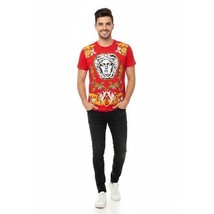 Men LAVERITA European Fashion Shirt Short Sleeves Medusa Floral Design 93361 Red image 5