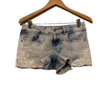 Maurices Womens Jean Shorts Blue Frayed Hem Lace Acid Wash Low Rise Denim 5/6 - £10.34 GBP