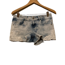 Maurices Womens Jean Shorts Blue Frayed Hem Lace Acid Wash Low Rise Deni... - £10.27 GBP