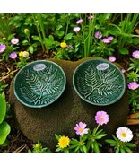 2 Olfaire Portugal Majolica Green Raised Design Fern Leaf Salad Dessert ... - $25.74